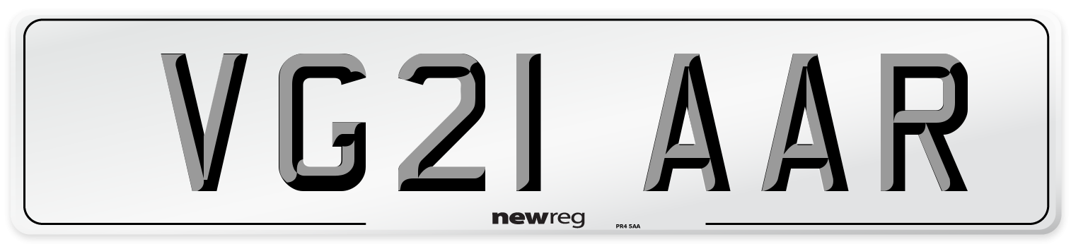 VG21 AAR Number Plate from New Reg